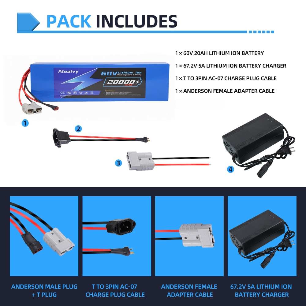 Aleaivy 60V Battery 20AH 30AH  - 60V 30Ah 21700 Battery Pack review and price
